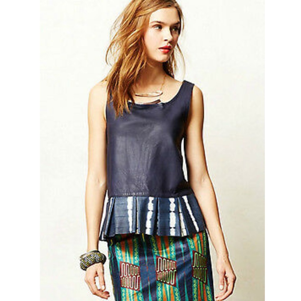 Anthropologie Legend & Song Leather Top By Sammy